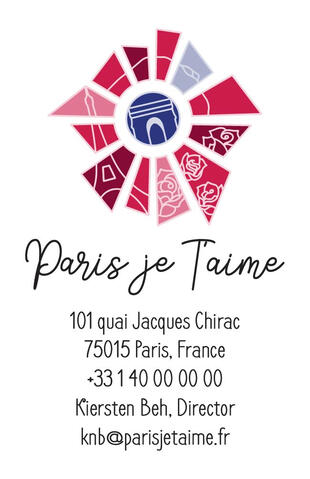 Board of Tourism - Paris je t&#39;aime business card